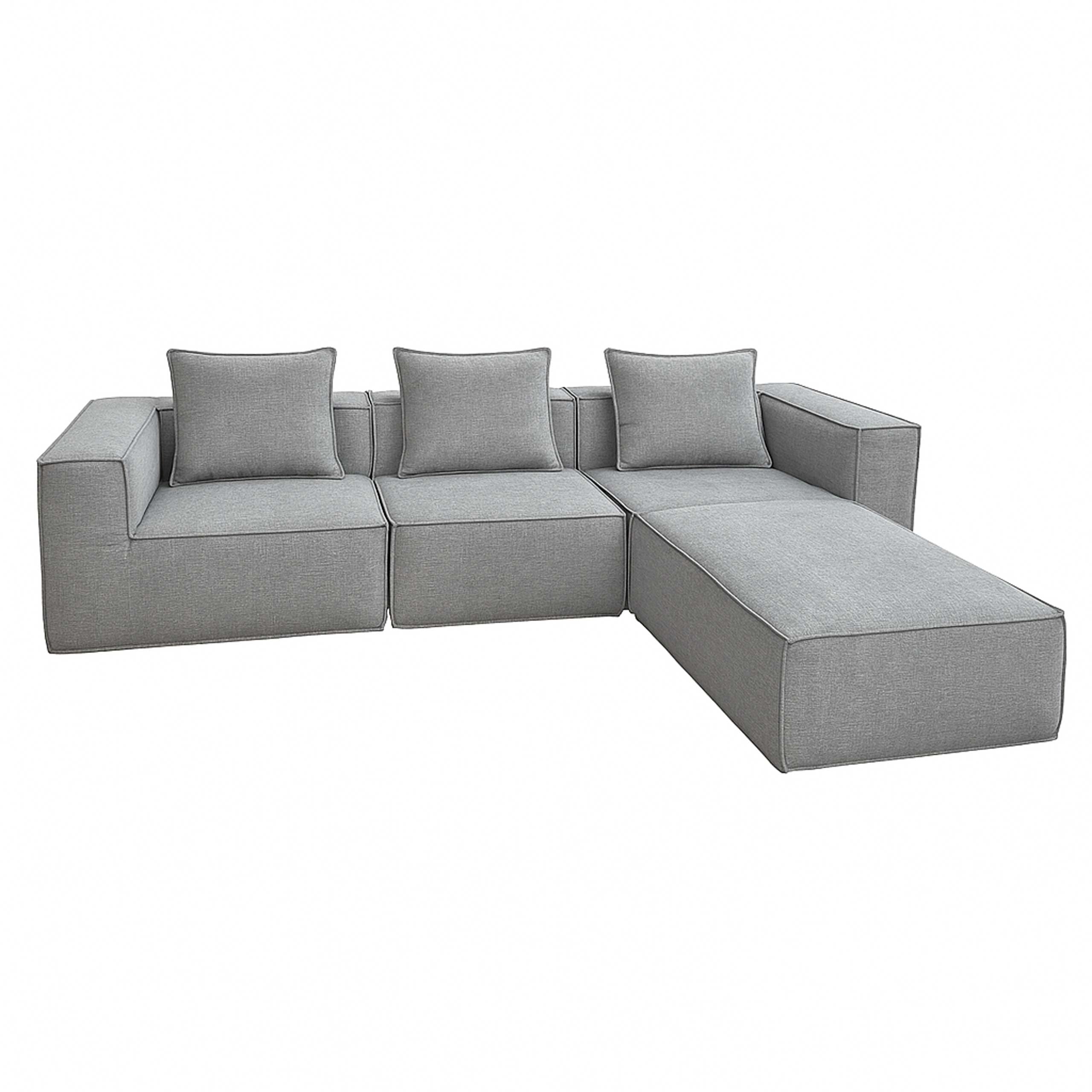 Mendler Combinaison de canapés HWC-O54 63x270x190cm Gris Clair