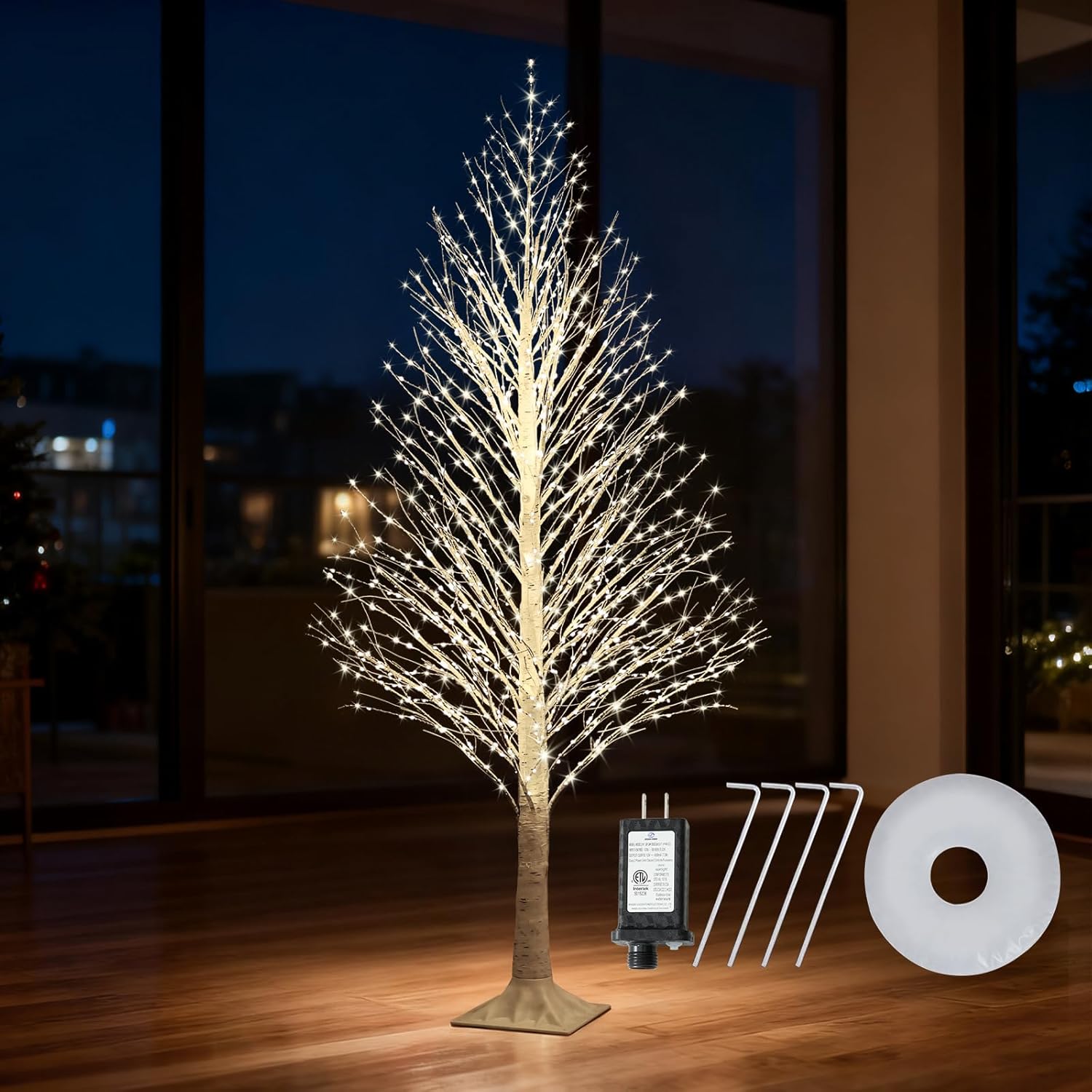 7FT Lighted Birch Chrismas Tree ?1000 LED Warm White Lights with Twinkle Lights?LED Artificial Tree Light for Indoor Outdoor Home and Christmas Holiday Decoration Warm White 7Ft 1000 LED