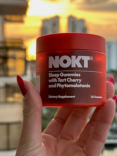 Miniatura 5 de NOKT Gomitas para dormir, cereza ácida y melatonina vegana, sin azúcar, sin gluten, suplemento nutricional, 30 gomitas, sabor a cereza ácida, forma