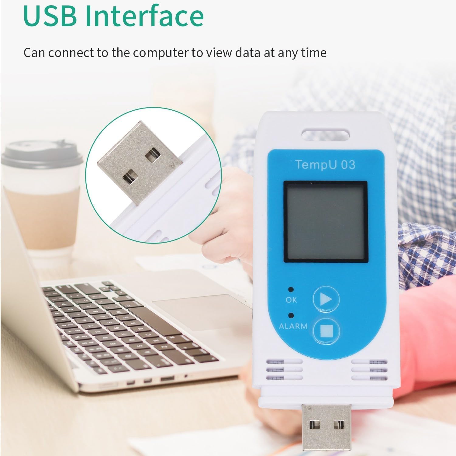 Logger Dati di umidità della Temperatura, Registratore a Doppio Parametro con Display LCD (-30 ° C a 60 ° C / 0-85% RH)-32.000 Punti Memoria, Report PDF/CSV Automatico,