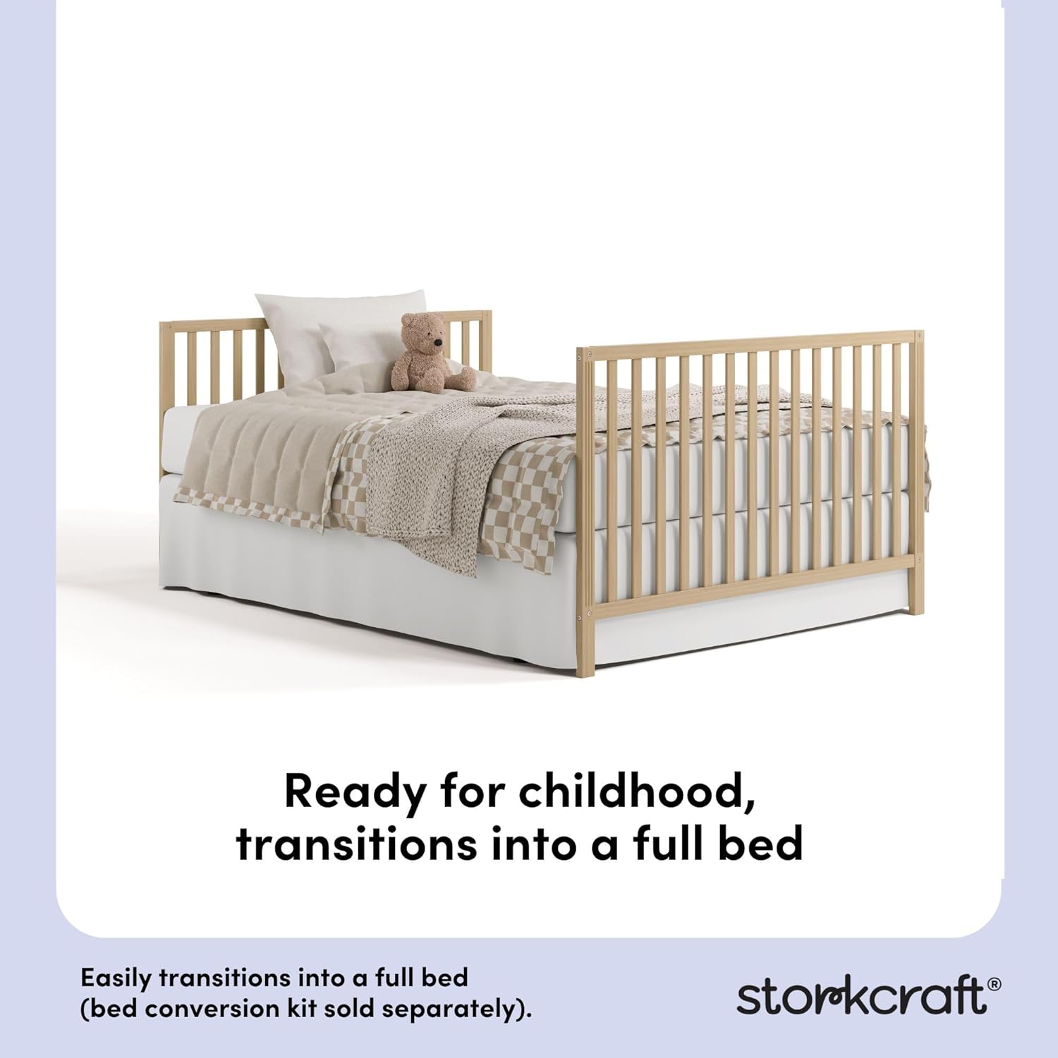 Storkcraft Morningside 5-in-1 Convertible Crib – GREENGUARD Gold Certified, Fits Standard Crib Mattress, Converts to Toddler Bed, Daybed and Full Bed, 4 Adjustable Mattress Heights (Driftwood)