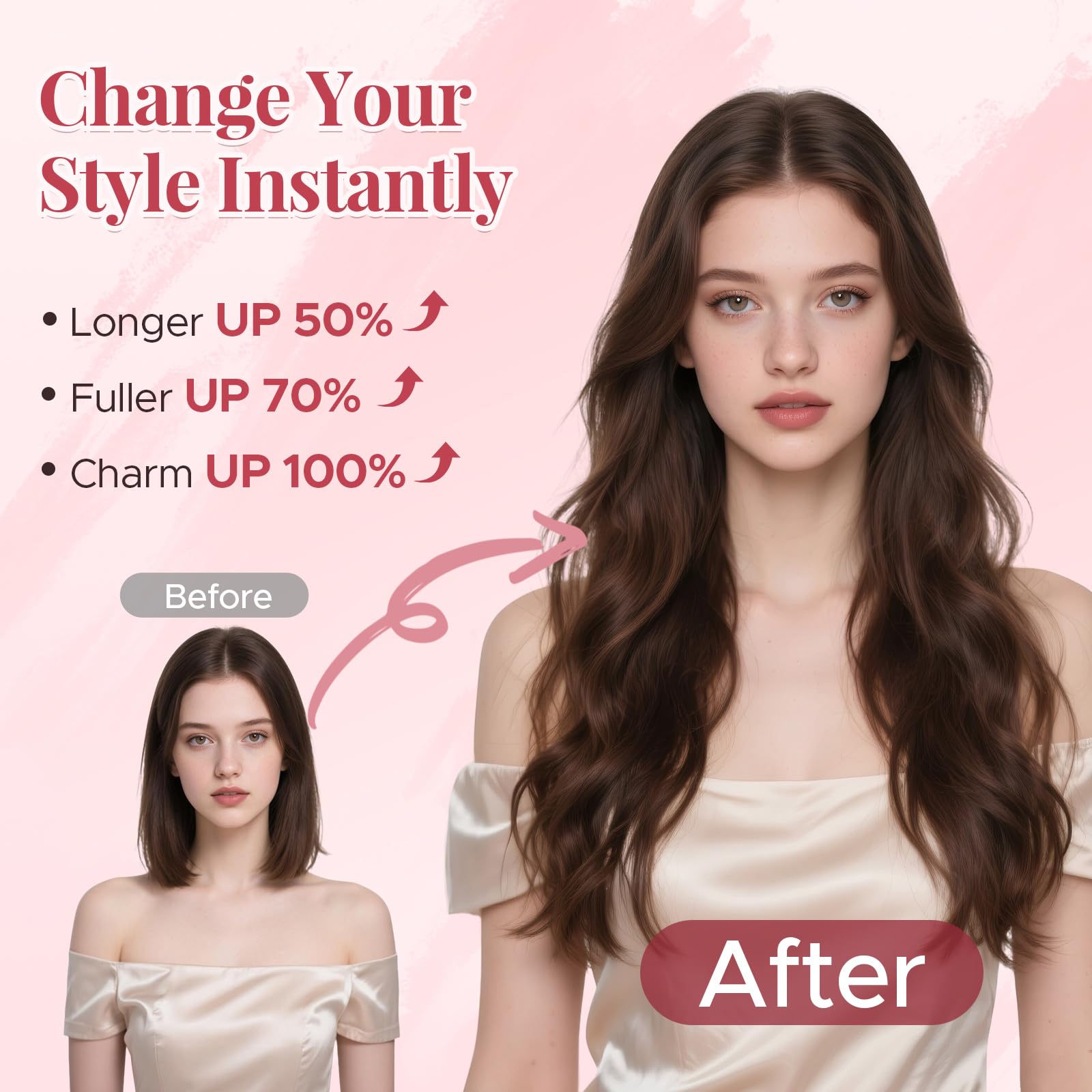 MY-LADY Extensiones Pelo Natural Clip 8 Piezas 35cm Extensiones de Cabello Clip Natural con Doble Costura para Volumen Completo Mujeres(#4P27 Brun Moyen/Blond Foncé, 120g)