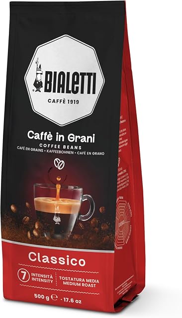 Bialetti, Roasted Coffee Haricots, Classico, 50% Arabica et 50% Robusta - 500g