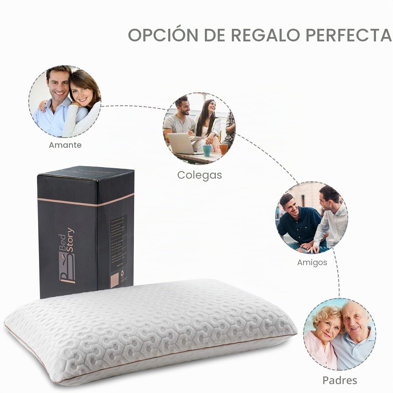 BedStory Almohada de Espuma viscoelástica, Almohadas de Gel refrescante para Dormir, Almohada Suave de Apoyo de firmeza Media para Dormir de Lado, Boca Abajo, Espalda, diseño ventilado, Funda