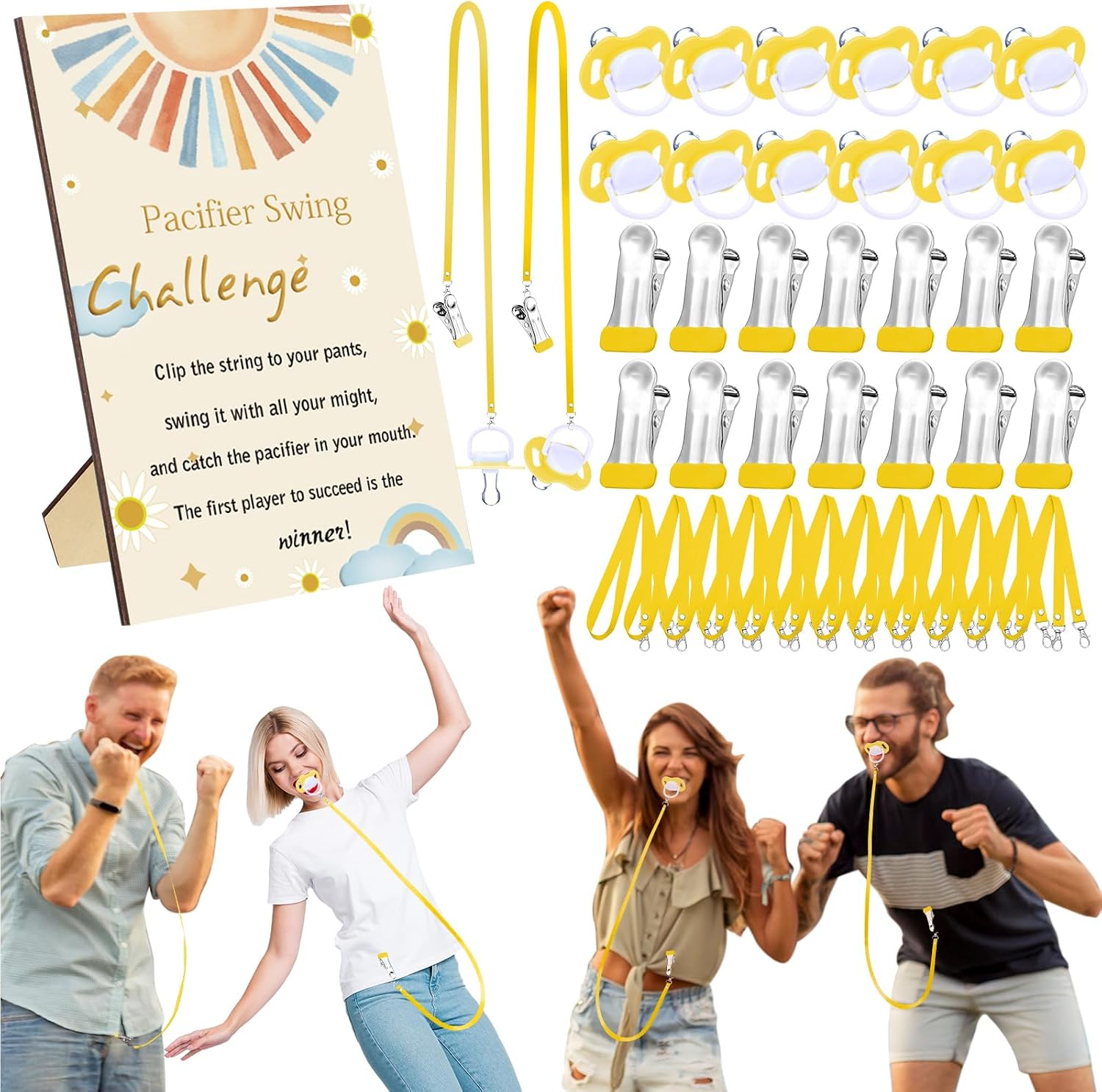 Geelin 12 Sets Retro Sun Yellow Swing Pacifier Shower Game Reveal