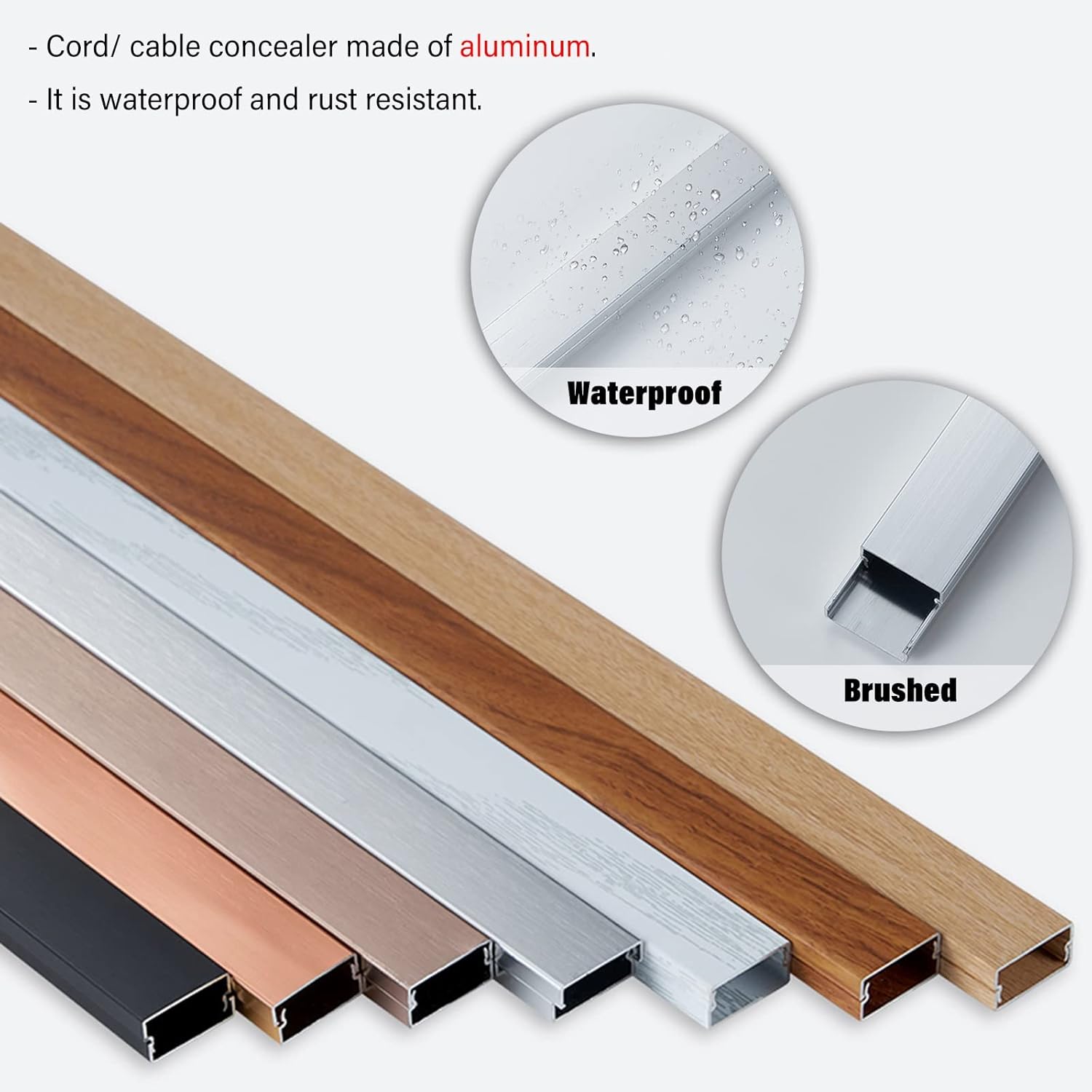 Cable Cover Floor,Wall Mount Tv Cord Raceway Hider Black Silver Wood Color Wire Concealer with Rail(Deep Coffee,Length 100cm/3.3ft)