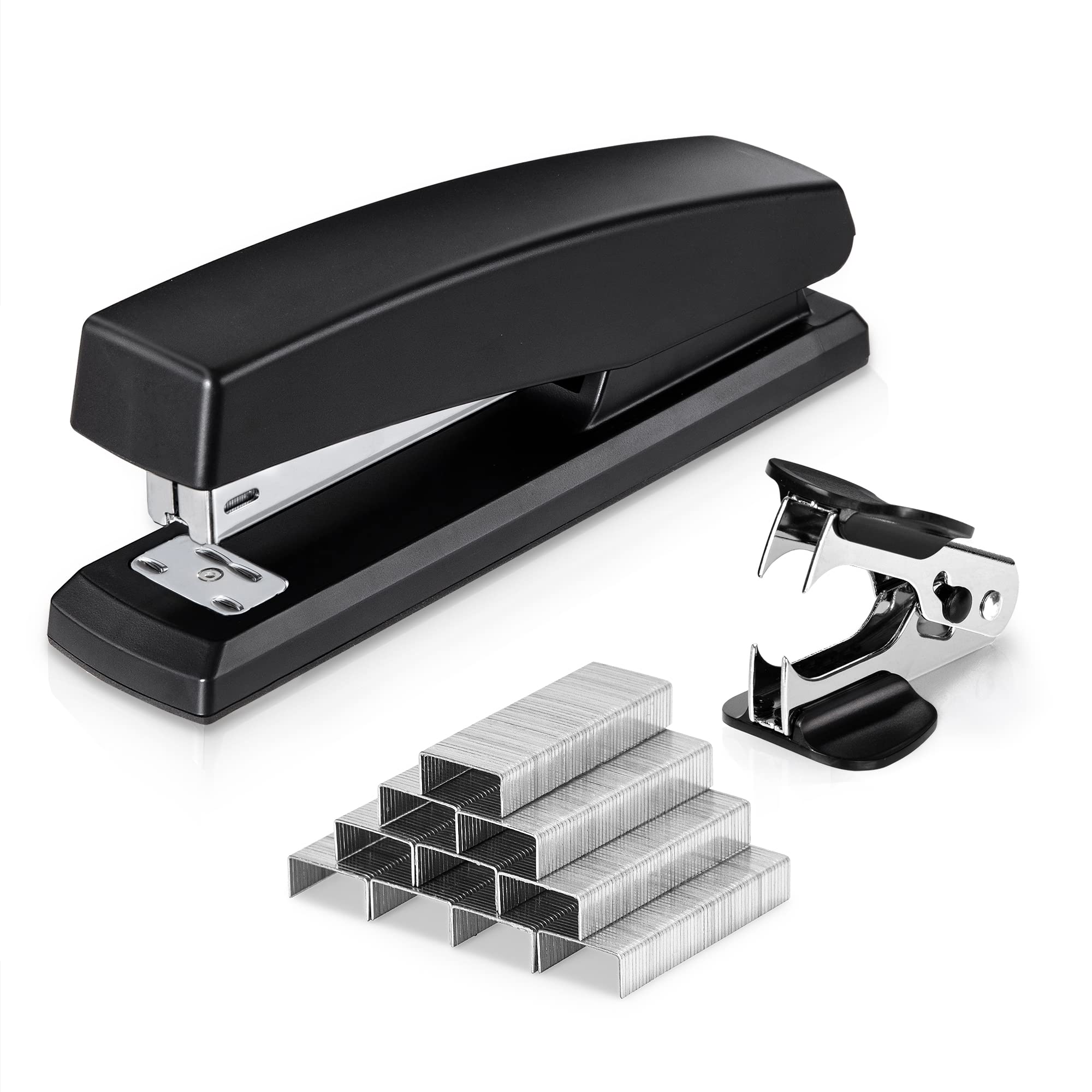 Deli Heavy Duty Desktop Stapler with 1000 Staples & Remover, 25 Sheet Capacity, Dual Stapling Modes, Non-Slip Base, Office & Home Use, Black