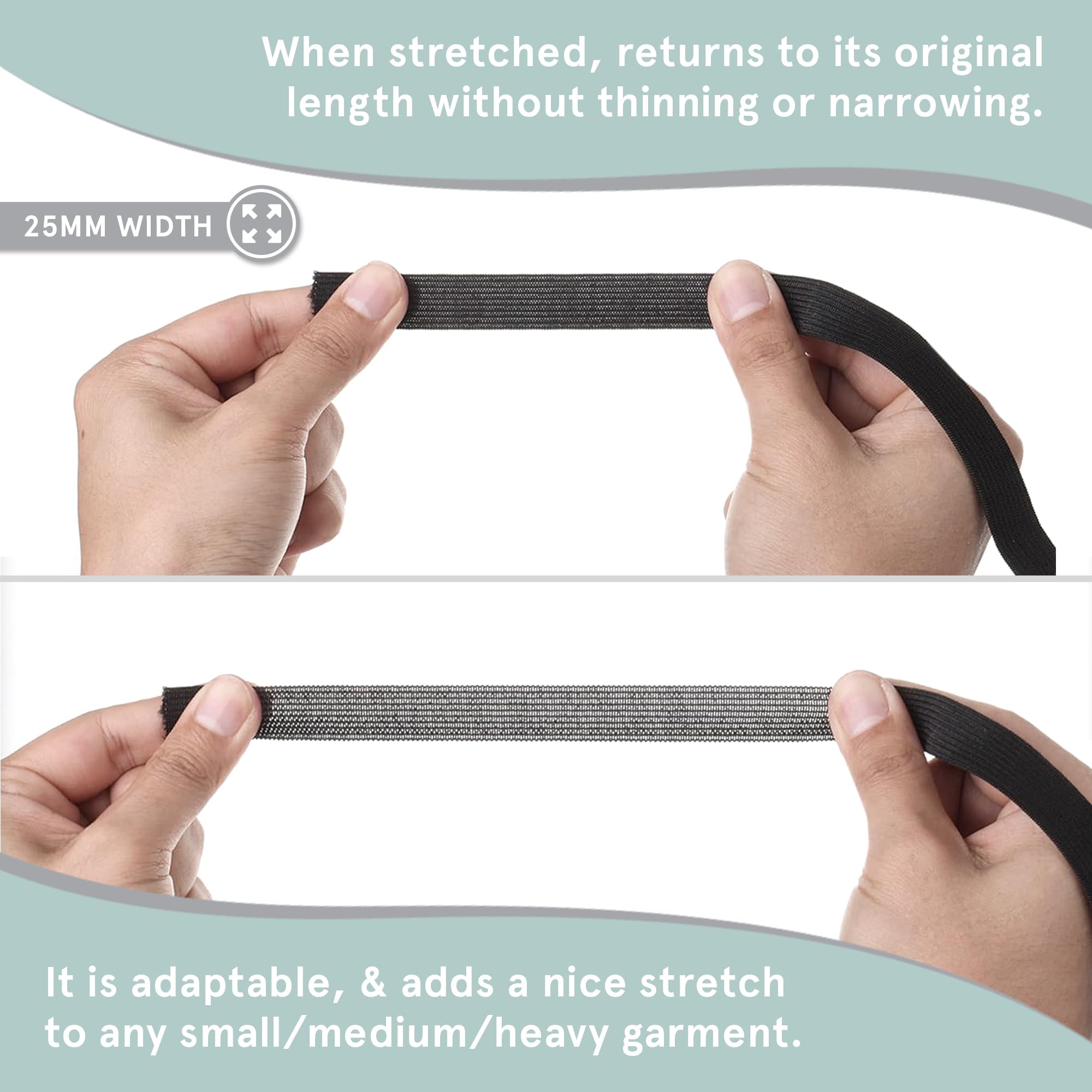 Black Elastic Band by Smith’s®, 25mm (Width) x 10 Meters (Length) - Image 3