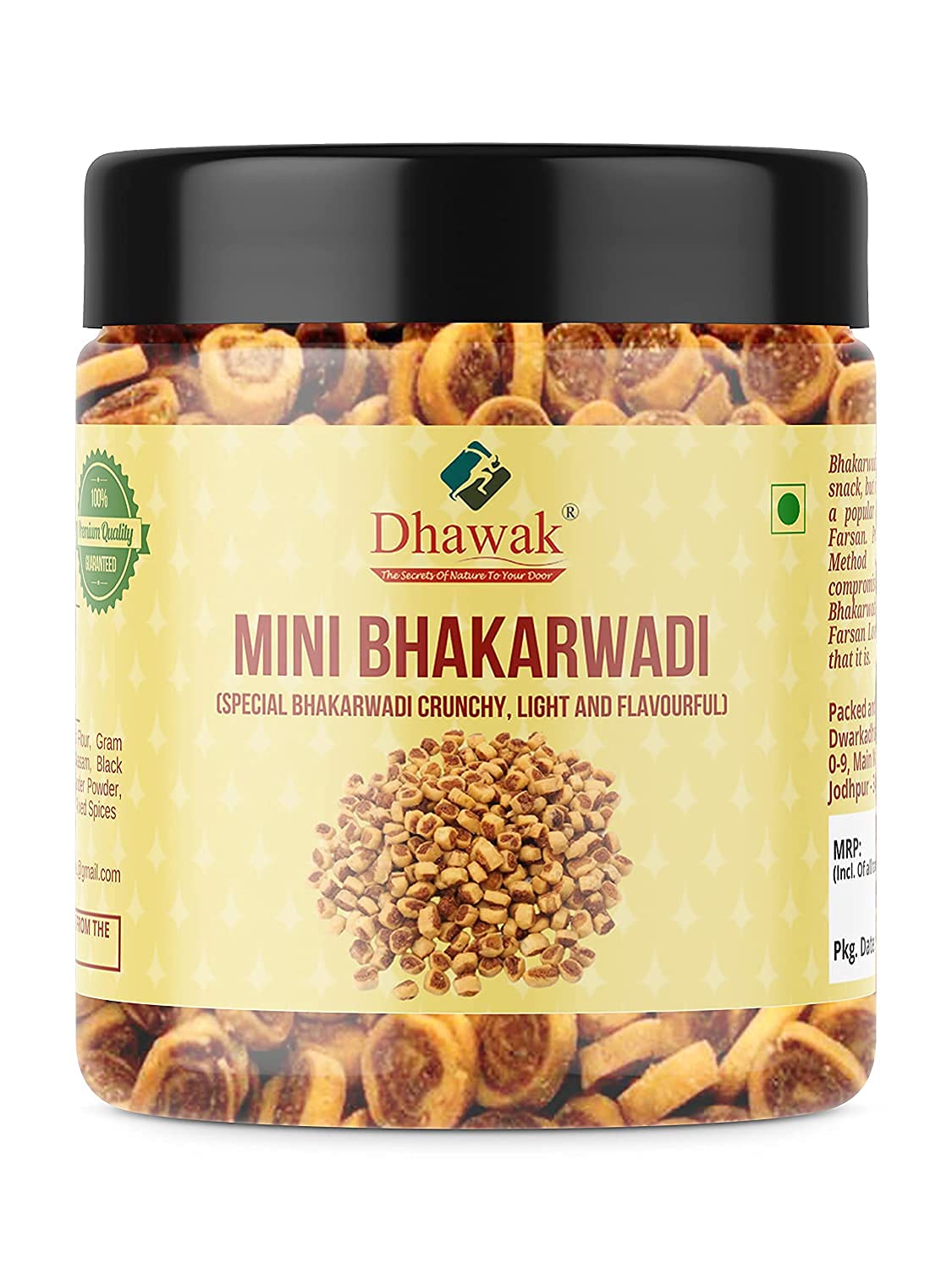 Dhawak Gujrati Mini Bhakarwadi 200 GMS (Crunchy and Tasty) Jar Pack
