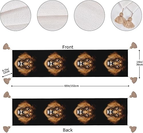 Miniatura 2 de Camino de mesa de Navidad con cabeza de león marrón fresco, decoración de mesa de comedor, decoración de Navidad, decoración de interiores del