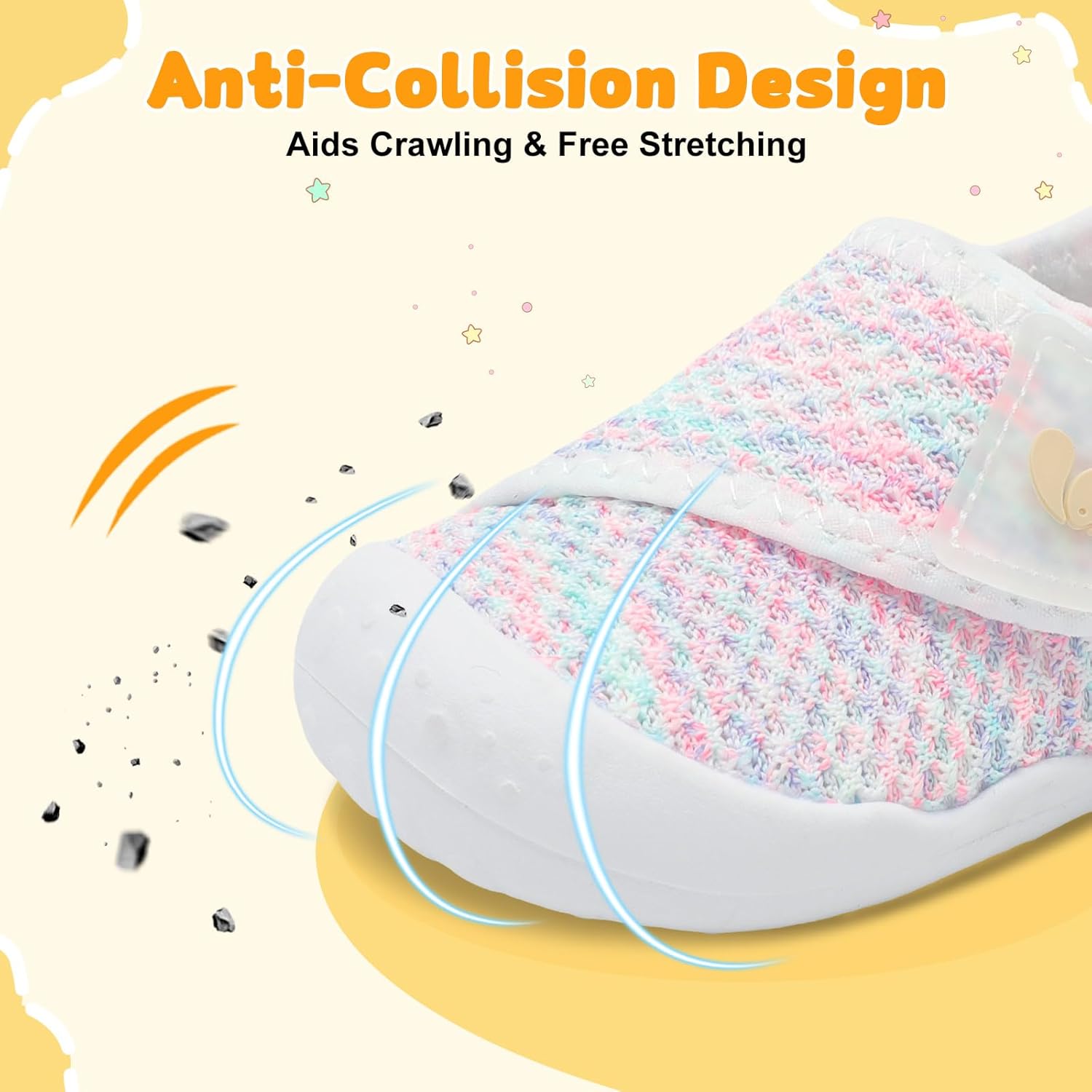 FEETCITY Baby First Walking Shoes Wide Baby Shoes Infant Sneakers Newborn Crib Shoe Barefoot Lightweight Slip On Shoe - Image 4