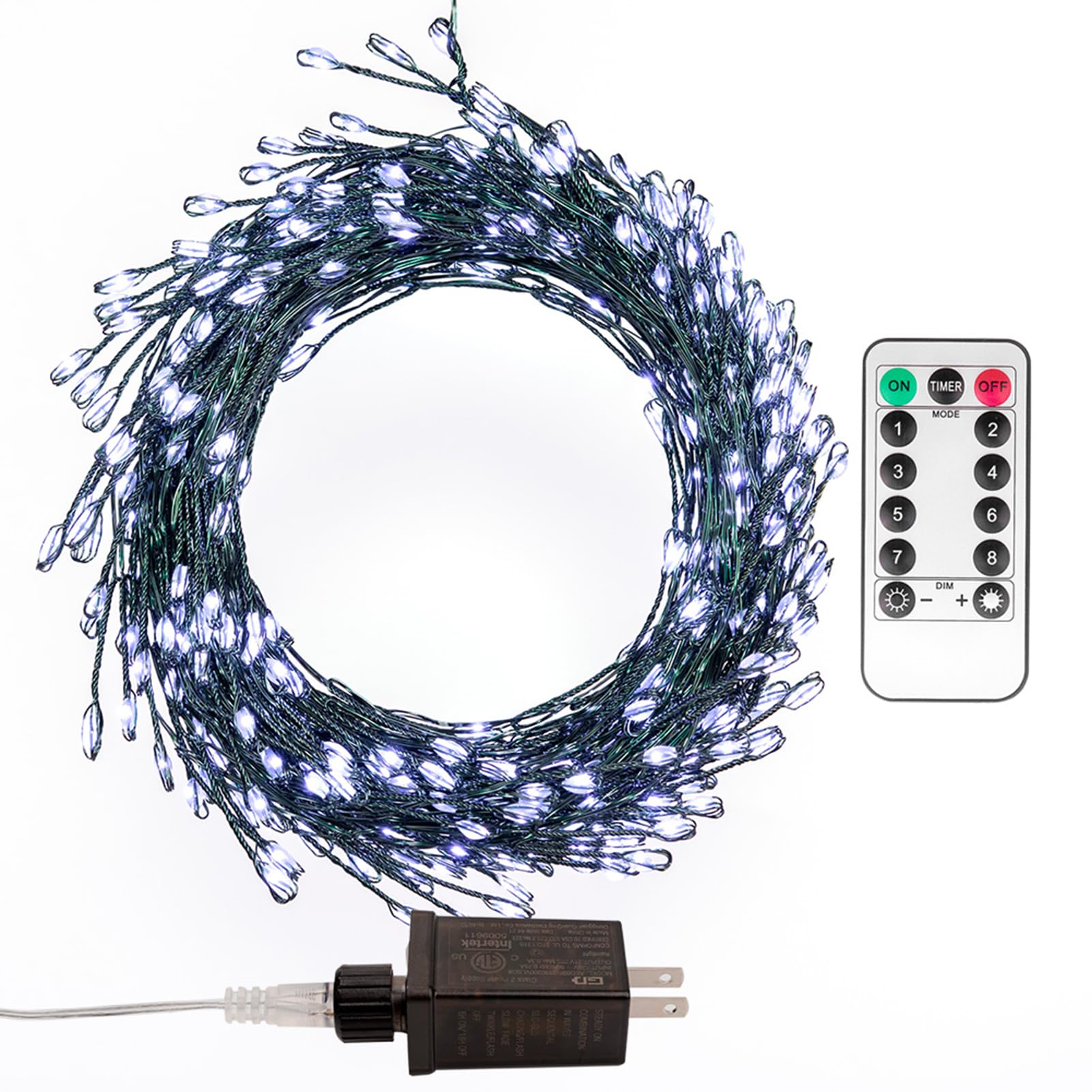 ZELUXDOT Firecracker Fairy Lights,10FT 100Leds Waterproof Twinkle Lights Plug in,8 Modes Remote String Light for Indoor Outdoor Christmas Wedding