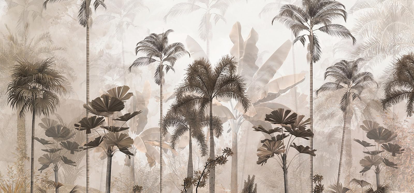 Papier peint panoramique Forêt Tropicale Lumalea, décor mural XL haut de gamme pour grand salon