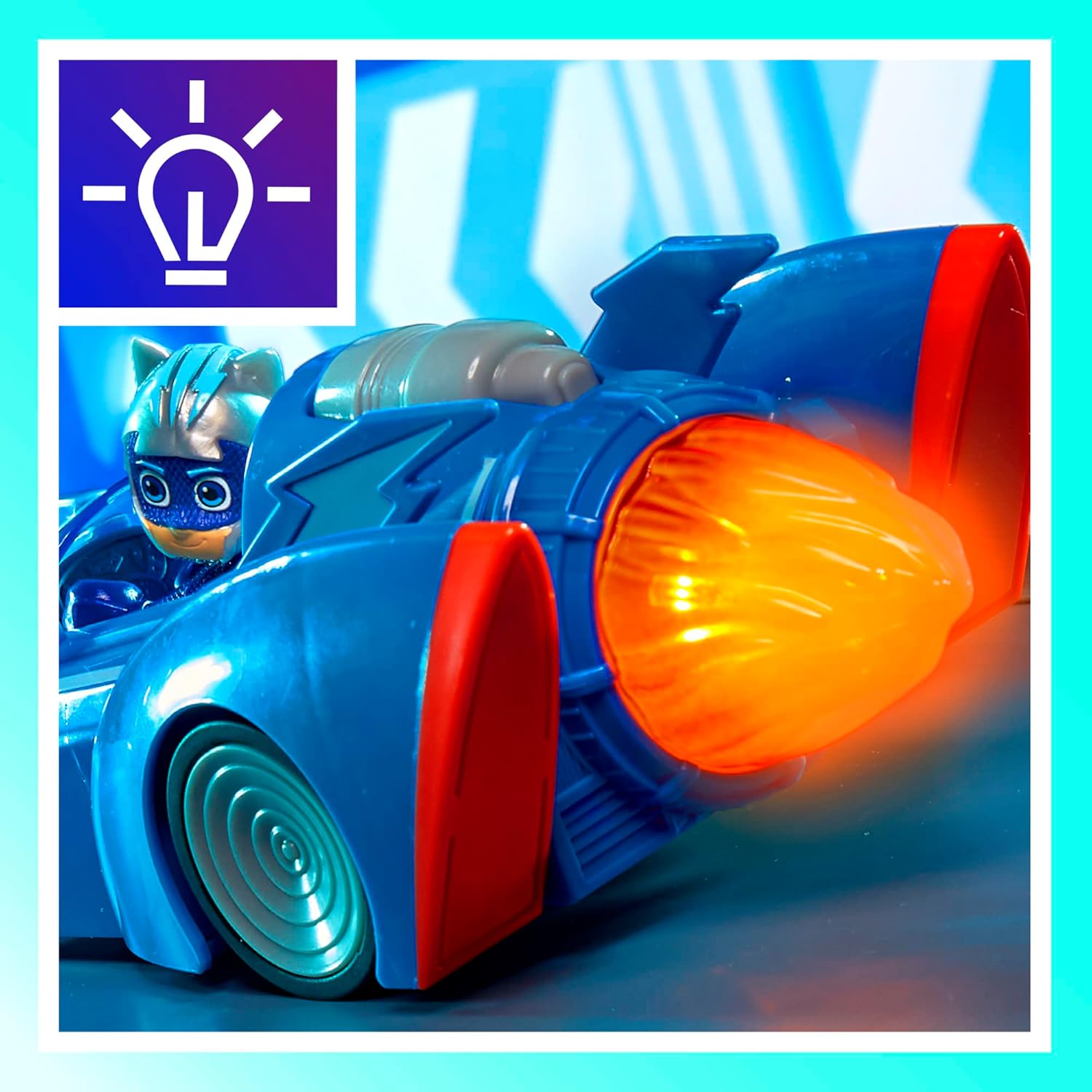 PJ Masks Power Heroes Cat Racer, Toy Car with Lights and Sounds, Preschool Toys for Boys and Girls 3 Years and Up
