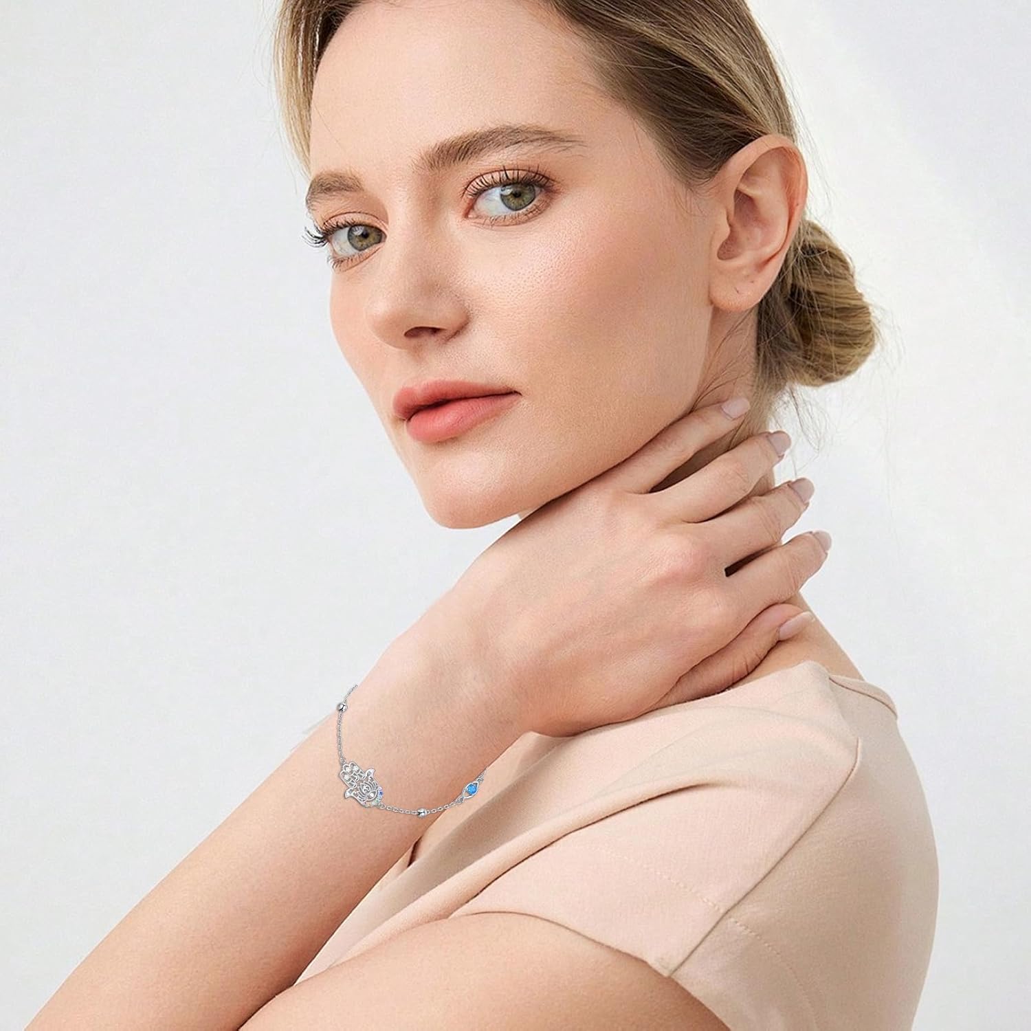 Hamsa Bracelet 925 Sterling Silver Evil Eye Hamsa Bracelet Jewelry Hamsa Hand Gifts for Women - Image 6