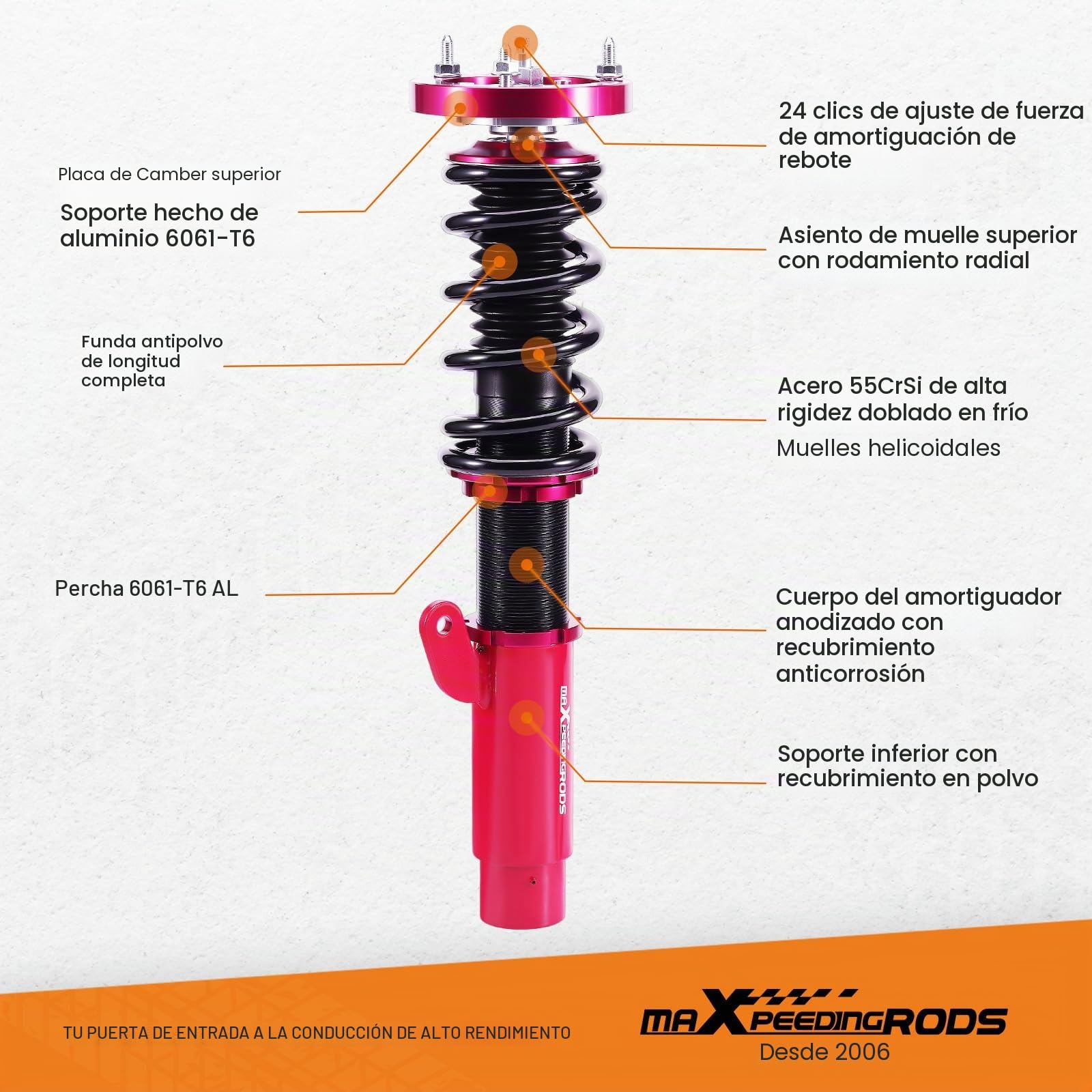 maXpeedingrods Amortiguadores Suspensión para BMW E46 3 Serie Sedán Coupe Touring 1998-2005