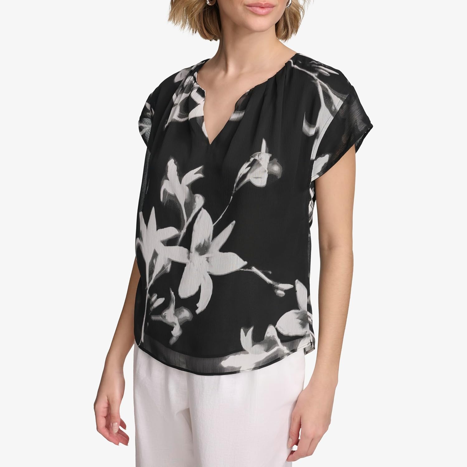 Calvin Klein Womens Short Sleeve Printed Top
