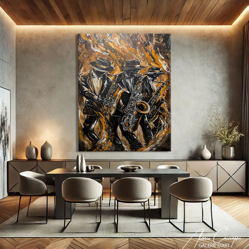 Alessio Cacciatore Decorazione da parete Jazz - Deco da parete Jazz - Stampa su tela Musica - Deco Studio musicale - Quadro astratto contemporaneo - Idea regalo sulla musica (40 x 30 cm)