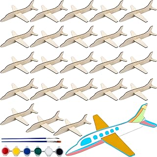 Feradny 24 Pack Wooden Airplane Toys DIY Paint Aircraft Wood Planes Handicraft Wood Airplane for Kids School Art Craft Projects Home Activity Birthday Gifts