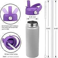 Vista 2 de Tapa de popote para botellas de agua de boca ancha Hydro Flask, tapas superiores con popote compatible con Hydro Flask de 32 y 40 onzas, tapa