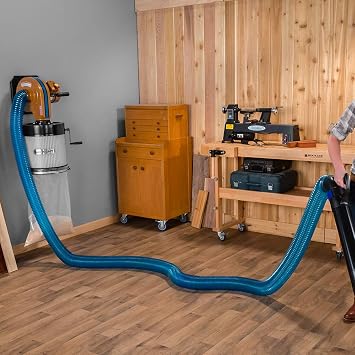 Rockler 4 Dust Collection Hose - Durable Blue Translucent Color Expandable Hose Flexible Up To 14 - Ideal Dust Collectors for Woodworking Stretch up to 7XL for Convenient Cleanup In Distant Corners