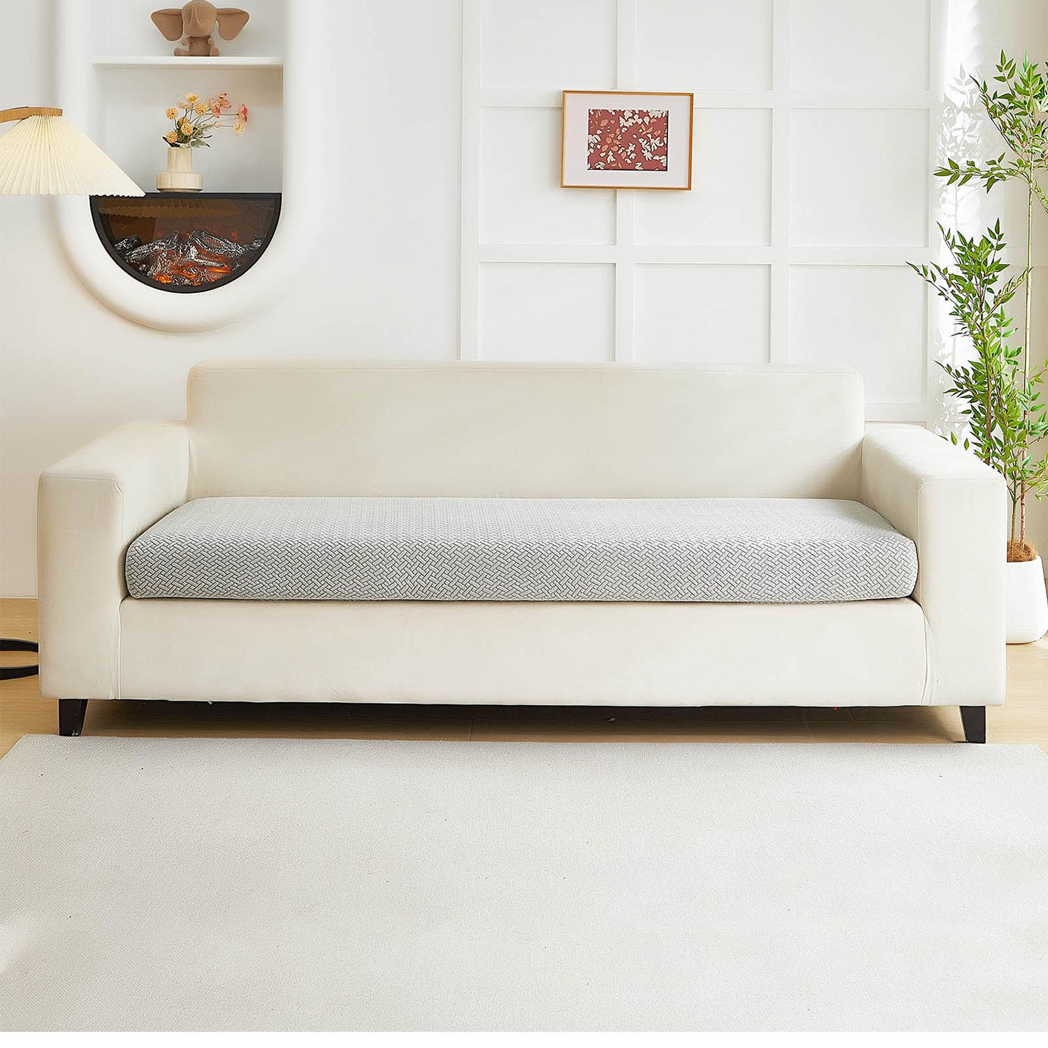 Photo 1 of Disayu 3-Cushion Sofa Slipcover - Texture Light Gray, Large