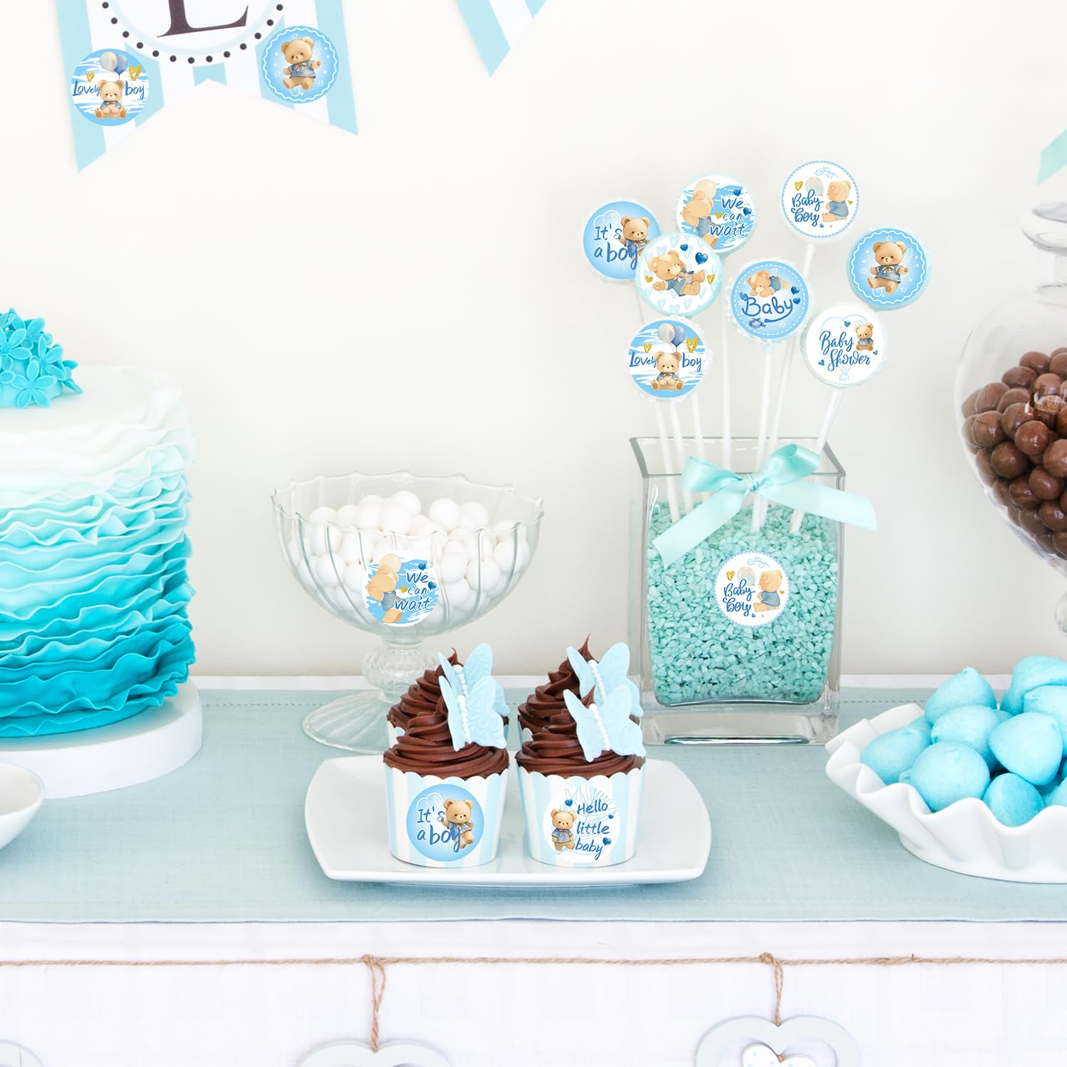 4 stuks babyfotoalbumstickers, veelzijdig en betoverend voor babyalbum, doop, babyshower, bruin, voor kalender, notitieboek en decoratie