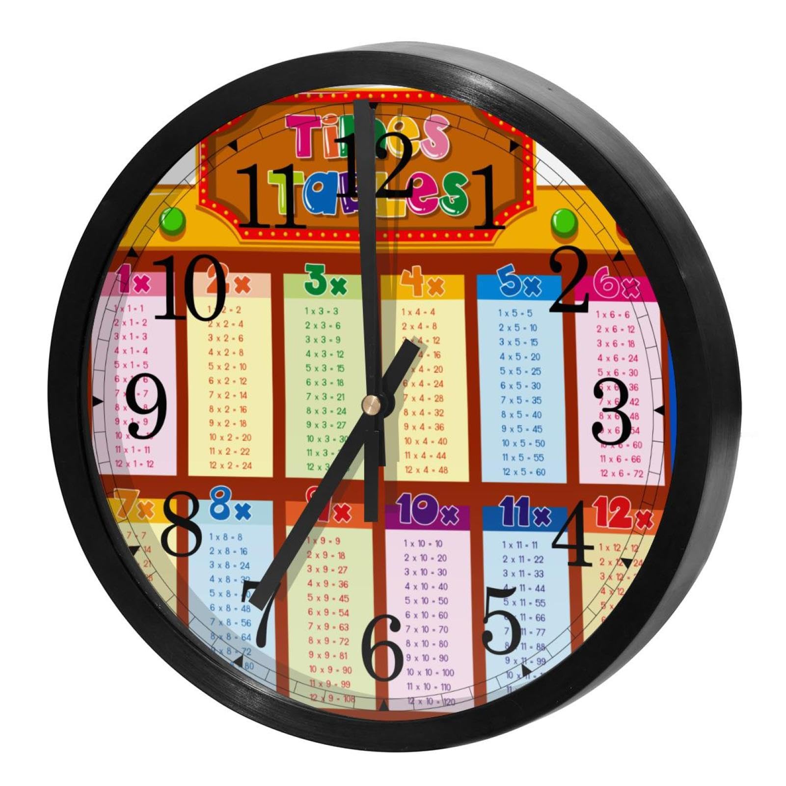 Horloge murale de table de multiplication pour apprendre l'heure sans bruit