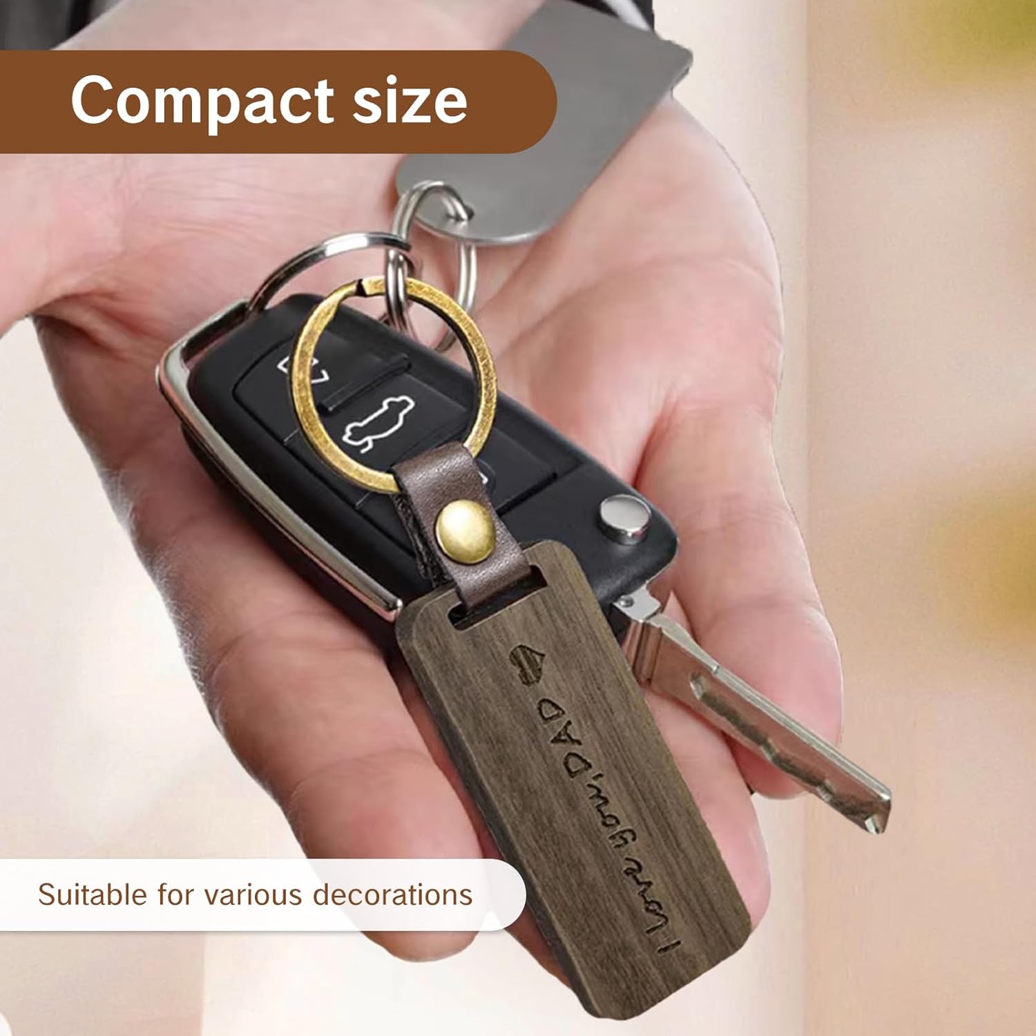 8Pcs Wood Keychain Blanks with Leather Strap Bulk Wooden Keychains for Laser Engraving Faux Leather Key Ring Material Laserable Key Chains DIY Blank Chains for Engraver and Craft Projects - Image 5