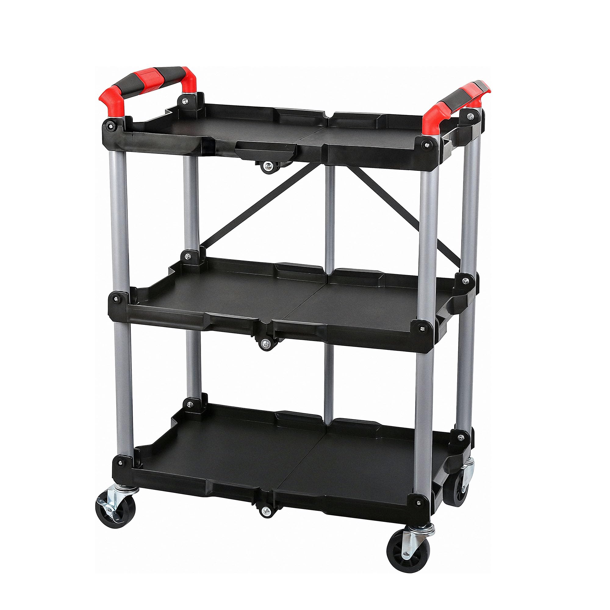FOLDING WORKSHOP GARAGE TOOL STORAGE TROLLEY CART 3 TIER SHELF - CT0681