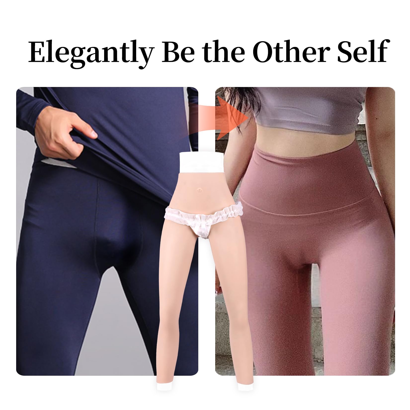 Culotte Silicone Réaliste avec Tuyau Travesti Faux Vagin Hanches Crossdresser Pantalon 7/8 Transgender Fausse Chatte Fesse Féminisé pour Hommes