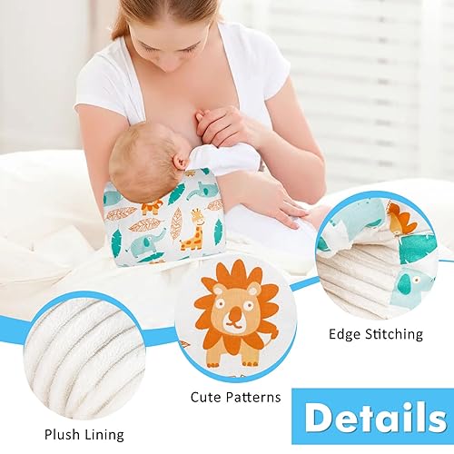 Miniatura 4 de TEUOPIOE 1 almohada de lactancia para bebé, almohada de algodón suave, almohadas de alimentación para recién nacido (hojas azules)
