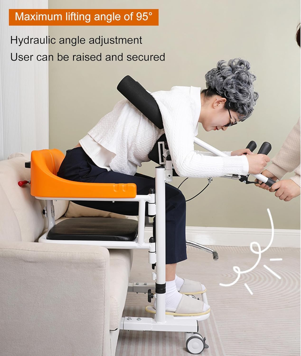Generisch Hydraulischer Patientenlifter mit Assistenten-Aufnahmeständer, Patientenlifter-Stuhl Assisted Oberkörper Lift Rack, Rollstuhllift Transferstuhl, Auto-Lift-Stuhl Hebehilfe