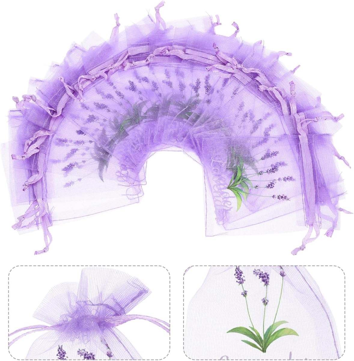 Empty Sachet Bags Drawstring Organza Pouches for Lavender Herbs Spices Fragrance Pouch Storage Breathable Mesh Gauze Bags for Drawers Closets Home Organization 20 Pack 3.54X2.75 Inch