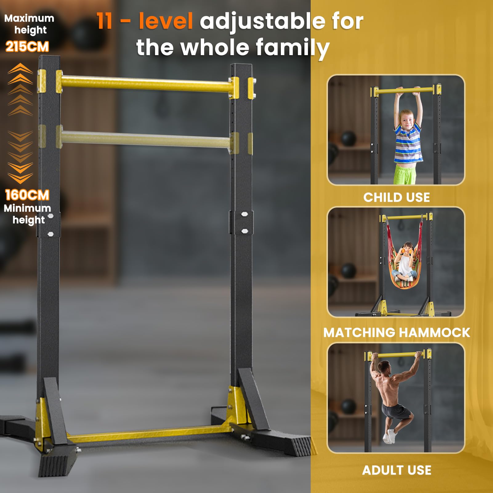 Power Tower Station de traction portable réglable en hauteur pour salle de sport à domicile 181,4 kg avec réglage à 11 vitesses