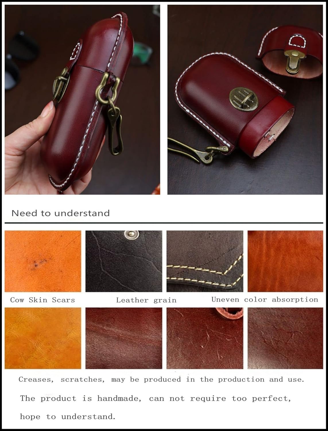 Handmade Leather Eyeglass Case Hard Shell Retro Men And Women Sunglasses Nearsighted Glasses Hooks Protection Box - Image 6