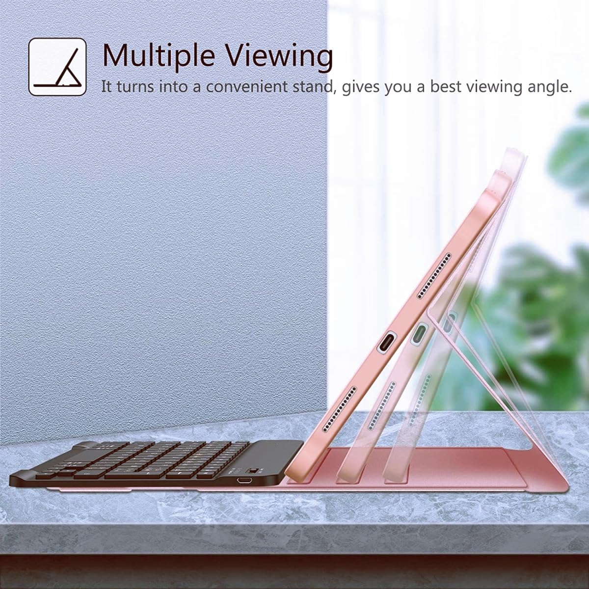 Étui clavier rétroéclairé pour Samsung Galaxy Tab S6 Lite 2024/2020/2022, avec porte-stylet magnétique sans fil pour modèle SM-P620/P625/P610/P613/P615/P619 (or rose)