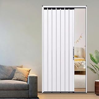 Accordion Door Bedroom Soundproof Folding Doors Interior, White Aluminum Accordion Door Room Divider, Stairwell/Entryway/Closet/Privacy Partition Door with Lock(95x203cm(37.4x80in))