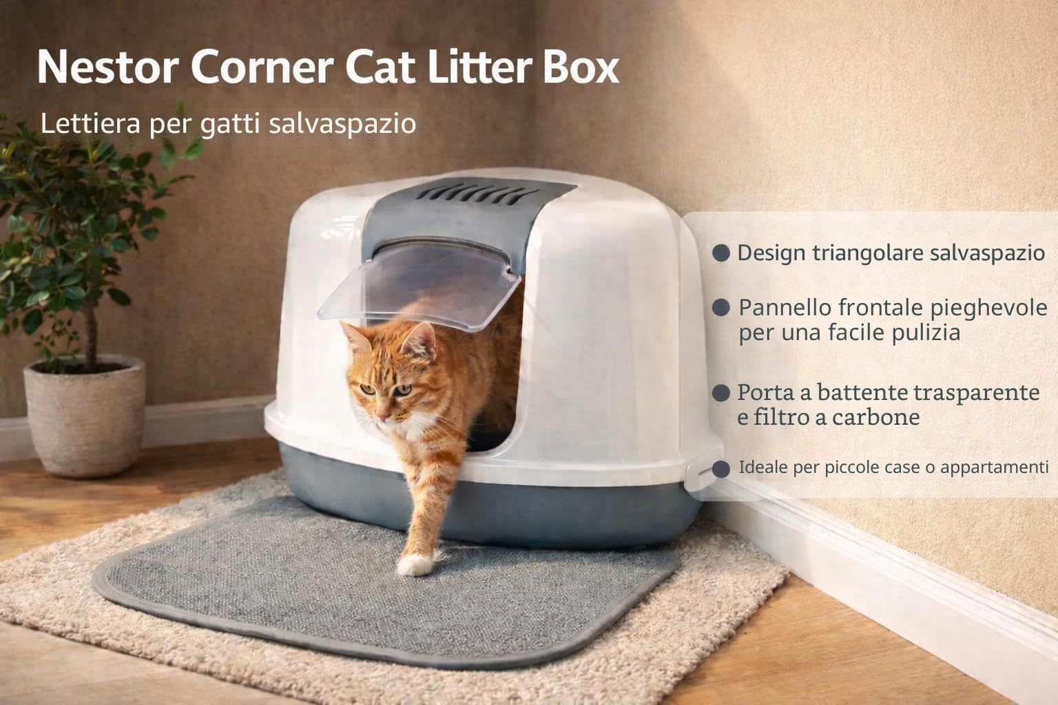 Savic Nv Bacinella Nestor Corner, 58.5 x 45.5 x 40 cm, Grigio/Bianco