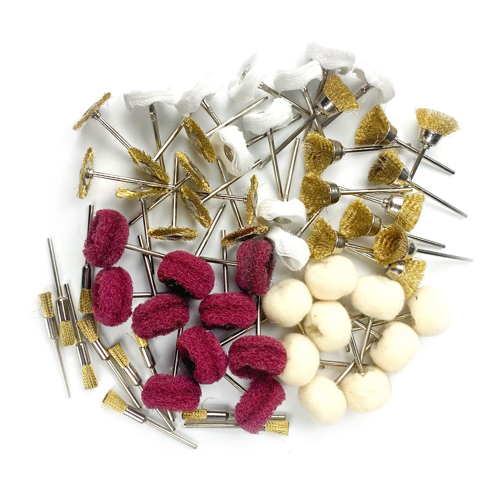 Brass Abrasive Wheel Buffing Polishing Wheels for Drill, Wire Brushes, Wool Buff, Rotary Tool Accessories, Fit 3mm Collet