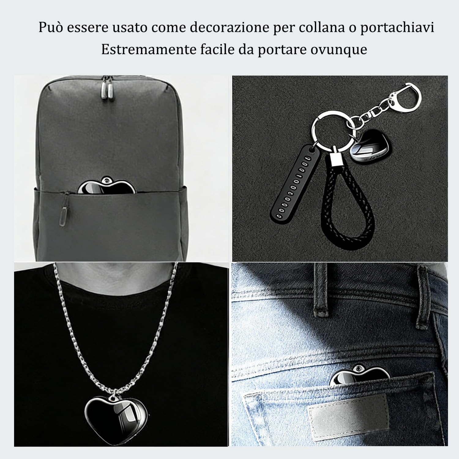 16G Registratori Vocali Digitali con Auricolare Mini Registratore di Audio Piccolo Registratore Vocale Attivazione Collana Portachiavi Pendente Lega di Zinco