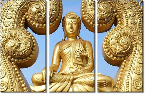 Vista 57 de TUMOVO Wall Art for Living Room Buddha Sculpture Flower Paintings Canvas Wall Art 3 Panel Wall Art Canvas Artwork Wall Decor Large Wall Decor Canvas