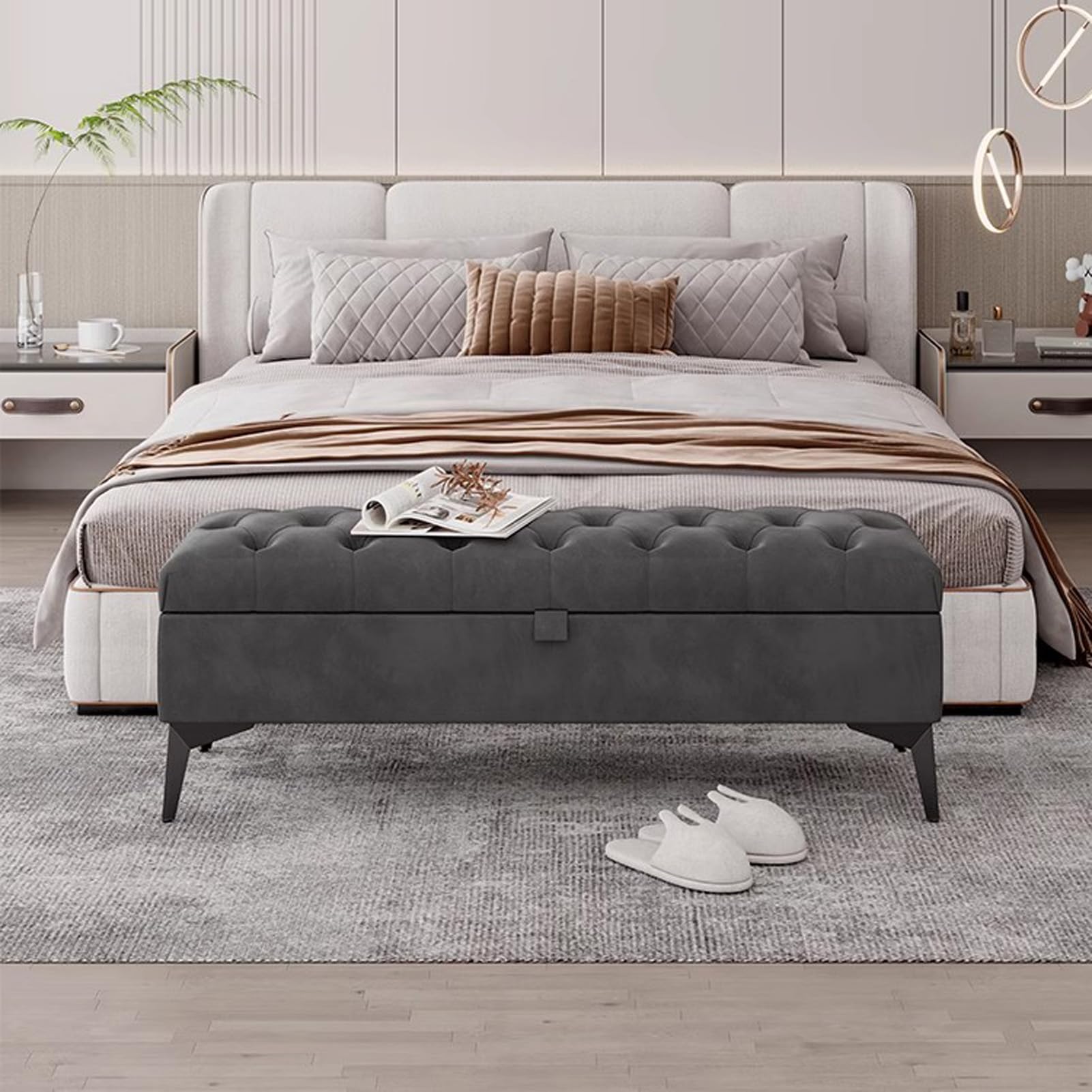Pouf coffre de rangement pour optimiser l'espace et ranger la chambre