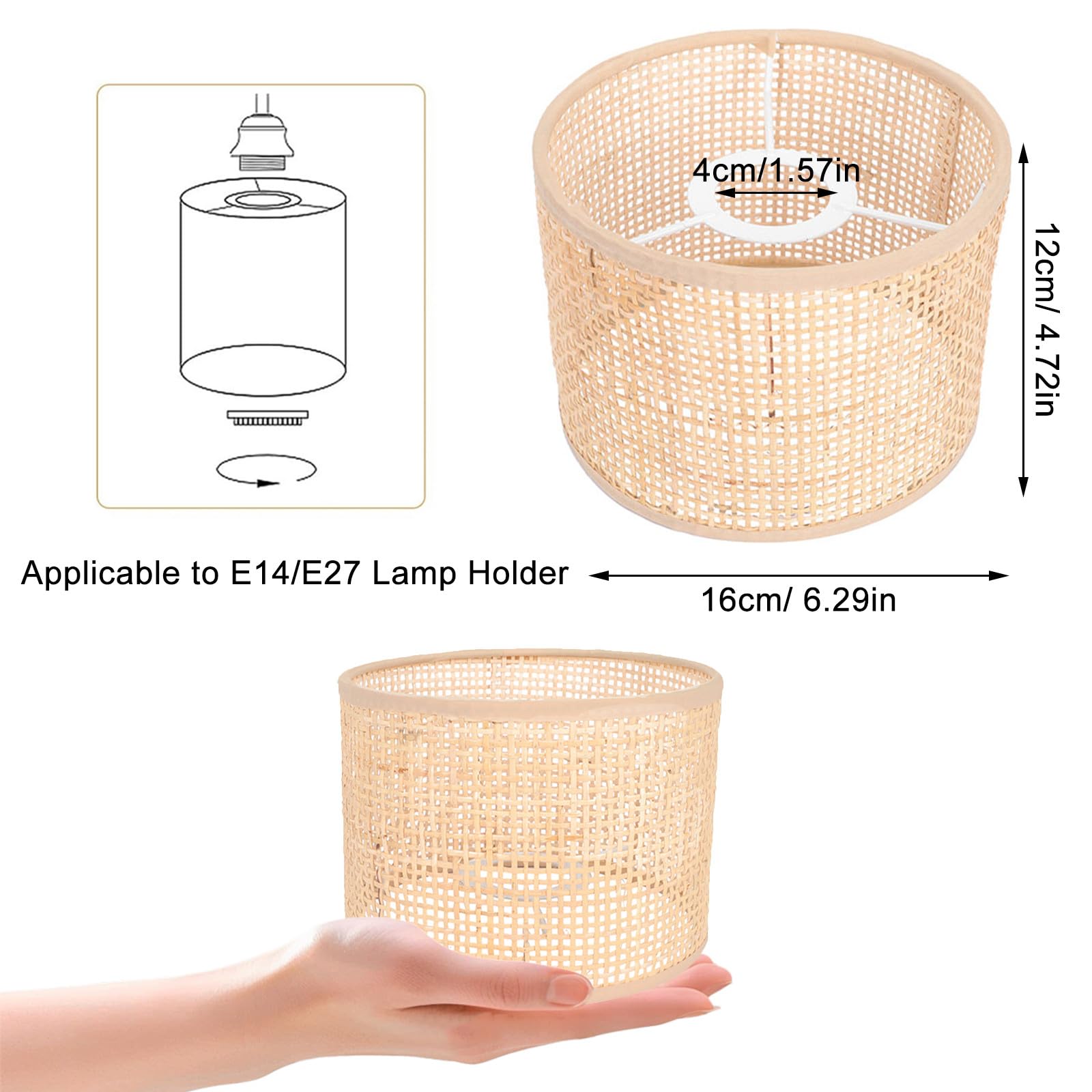 BESPORTBLE Pantalla para Lámpara Colgante de Ratán Tejida en Marrón, 2 Piezas, Iluminación Suave y Versátil para Restaurantes y Cafés Estilo Rústico Elegante