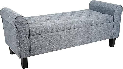 Vista 44 de Babion Banco de almacenamiento para el extremo de la cama, banco otomano de almacenamiento con botones copetudos, 51 pulgadas, banco