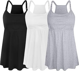 SUIEK Womens Maternity Nursing Tank Tops Cotton Breastfeeding Nightgown Maternity Sleepwear