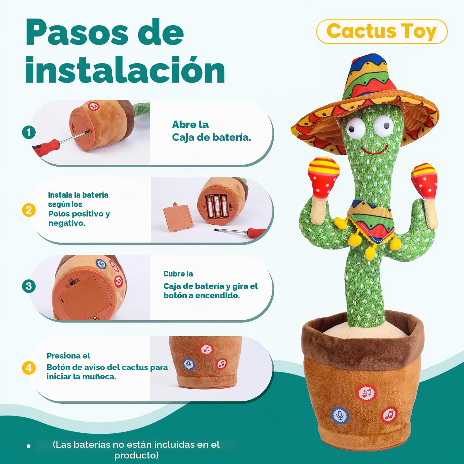 Cactus Bailarin Control Del Volumen Juguete Bebe Parlanchin Que Baila Y Repite Lo Que Dices Funny Dancing Talking Cactus Bailando Peluche Adecuado Para Niño Niña Bebé Juguetes NavideñOs De Cumpleaños
