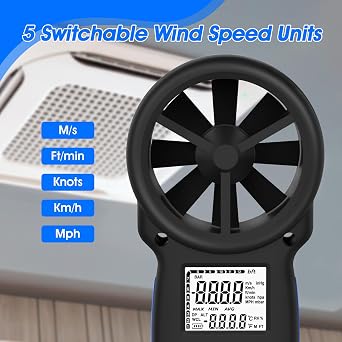 Wireless Anemometer,portable Wind Speed Meter for HVAC & Outdoor
