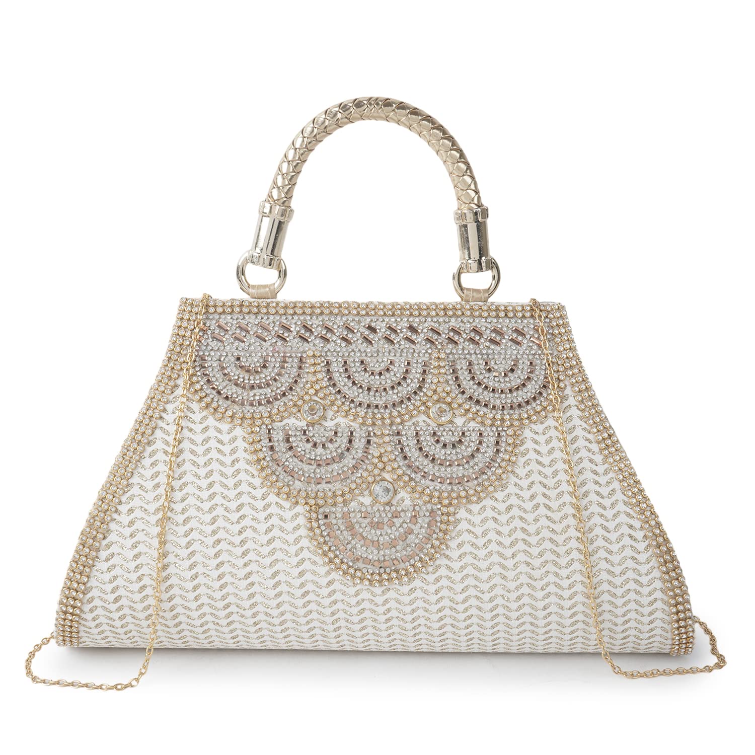 PU Stylish Fancy Trendy Design Gold Chain Strap Crossbody Women Shoulder Clutch-image-34