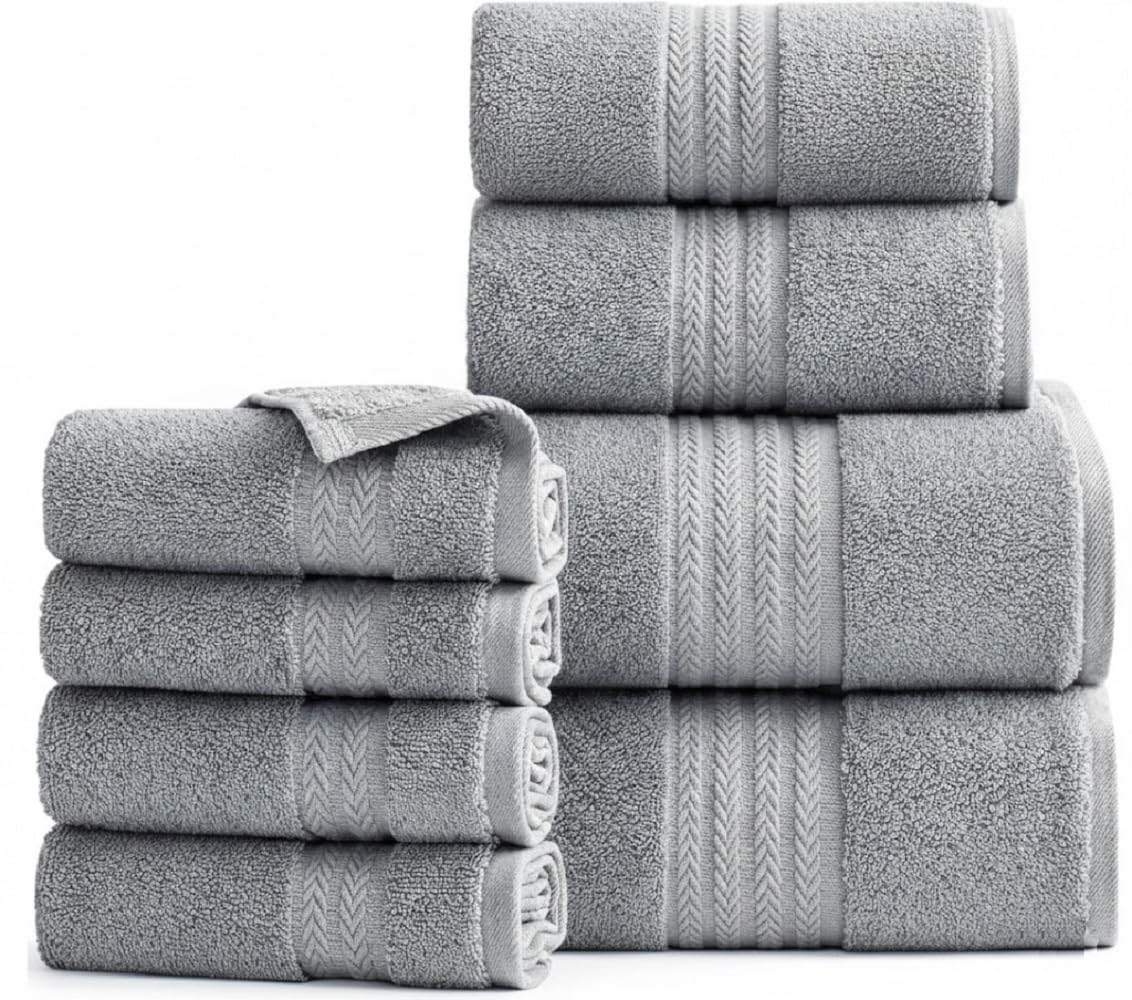 WovenWonder Luxury 800 GSM Egyptian Cotton Bathroom Towels - Heavyweight & Super Soft Hotel Quality Face Cloths, Hand Towels, Bath Towels, Jumbo Bath Sheets and Towel Sets (Silver, 2x Hand Towel)